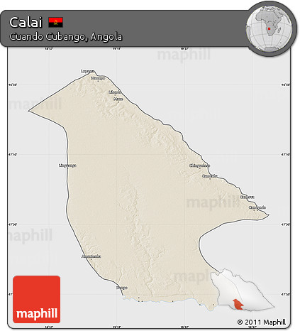 Shaded Relief Map of Calai, single color outside