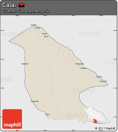 Shaded Relief Map of Calai, single color outside