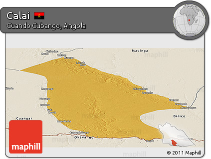Physical Panoramic Map of Calai, shaded relief outside
