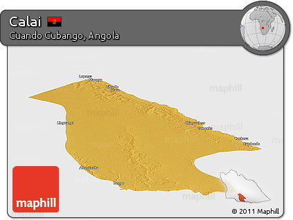 Physical Panoramic Map of Calai, single color outside