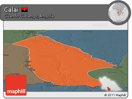 Political Panoramic Map of Calai, darken, semi-desaturated