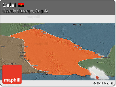 Political Panoramic Map of Calai, darken, semi-desaturated