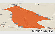 Political Panoramic Map of Calai, shaded relief outside