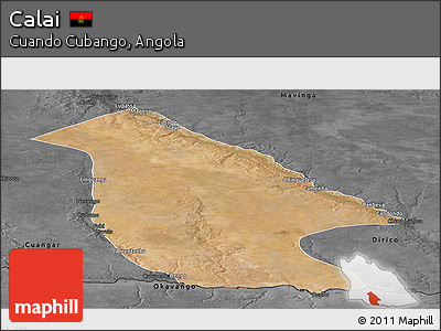 Satellite Panoramic Map of Calai, darken, desaturated