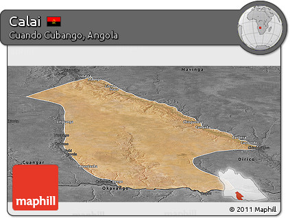 Satellite Panoramic Map of Calai, darken, desaturated