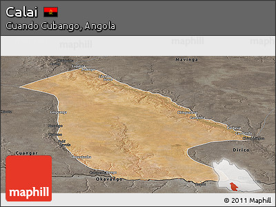Satellite Panoramic Map of Calai, darken, semi-desaturated