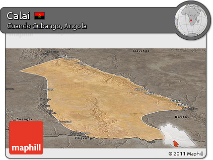 Satellite Panoramic Map of Calai, darken, semi-desaturated