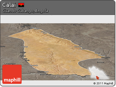 Satellite Panoramic Map of Calai, darken, semi-desaturated