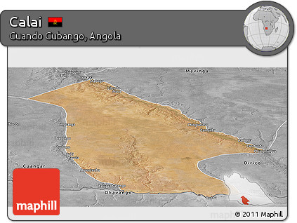 Satellite Panoramic Map of Calai, desaturated
