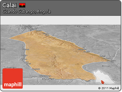 Satellite Panoramic Map of Calai, desaturated
