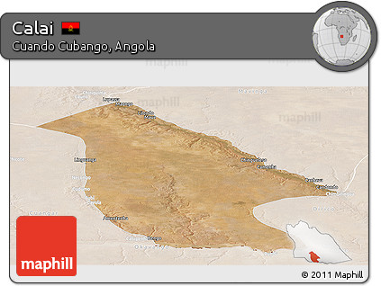 Satellite Panoramic Map of Calai, lighten