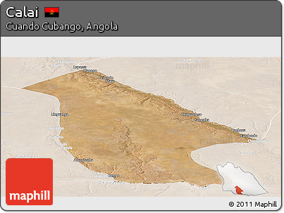 Satellite Panoramic Map of Calai, lighten