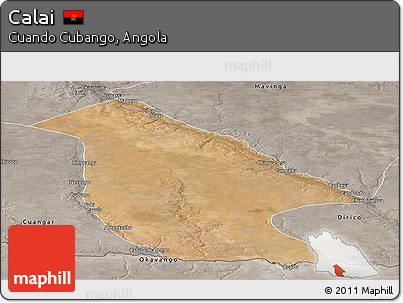 Satellite Panoramic Map of Calai, semi-desaturated