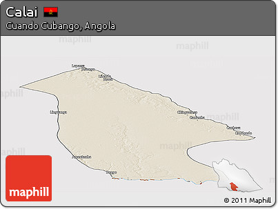 Shaded Relief Panoramic Map of Calai, cropped outside