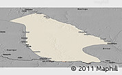 Shaded Relief Panoramic Map of Calai, darken, desaturated