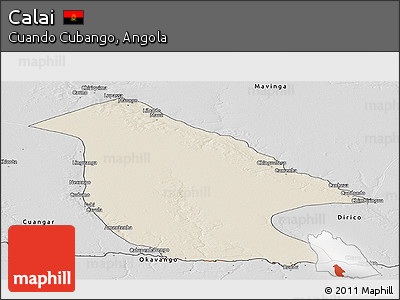 Shaded Relief Panoramic Map of Calai, desaturated