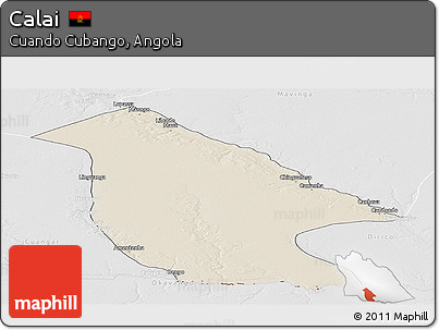 Shaded Relief Panoramic Map of Calai, lighten, desaturated