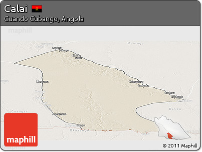 Shaded Relief Panoramic Map of Calai, lighten