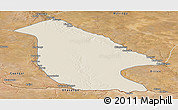 Shaded Relief Panoramic Map of Calai, satellite outside