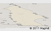 Shaded Relief Panoramic Map of Calai, semi-desaturated