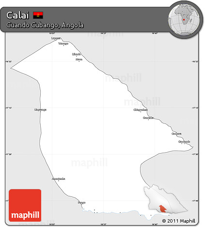 Silver Style Simple Map of Calai, single color outside