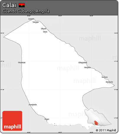 Silver Style Simple Map of Calai, single color outside