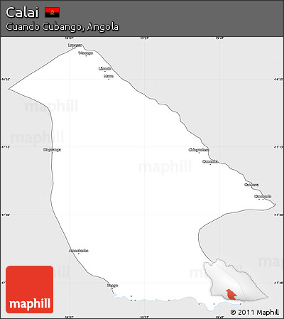 Silver Style Simple Map of Calai, single color outside