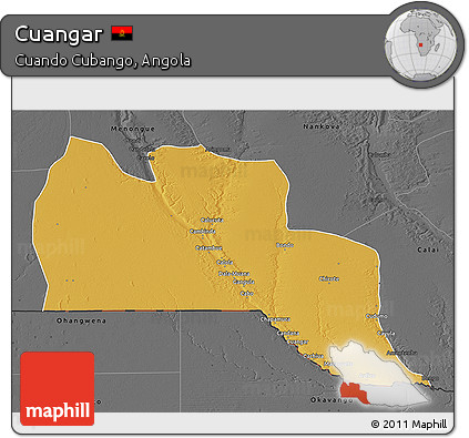 Physical 3D Map of Cuangar, darken, desaturated