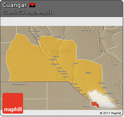 Physical 3D Map of Cuangar, semi-desaturated