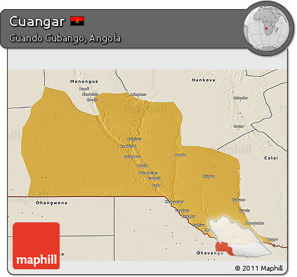 Physical 3D Map of Cuangar, shaded relief outside