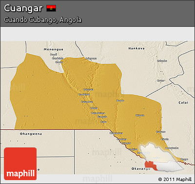 Physical 3D Map of Cuangar, shaded relief outside