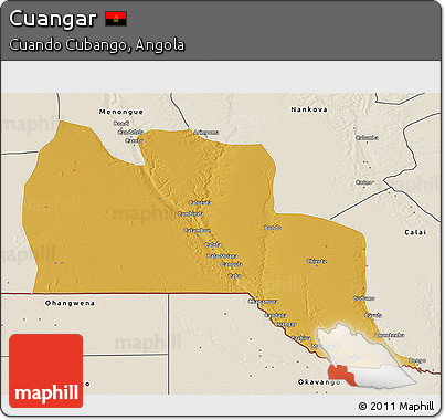Physical 3D Map of Cuangar, shaded relief outside