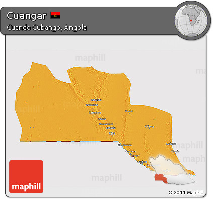 Political 3D Map of Cuangar, cropped outside