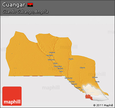 Political 3D Map of Cuangar, cropped outside