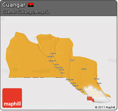 Political 3D Map of Cuangar, cropped outside