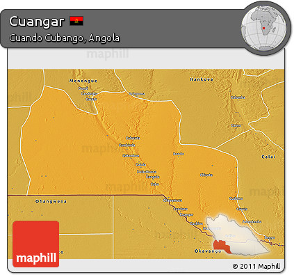 Political 3D Map of Cuangar, physical outside