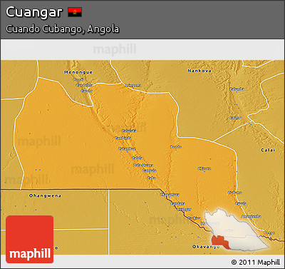 Political 3D Map of Cuangar, physical outside