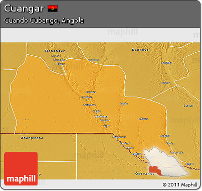 Political 3D Map of Cuangar, physical outside