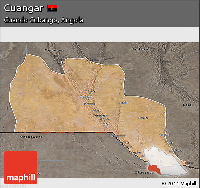 Satellite 3D Map of Cuangar, darken, semi-desaturated