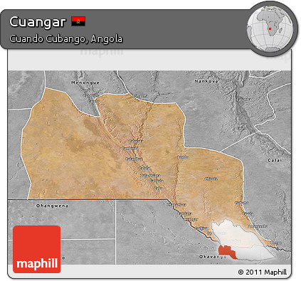 Satellite 3D Map of Cuangar, desaturated