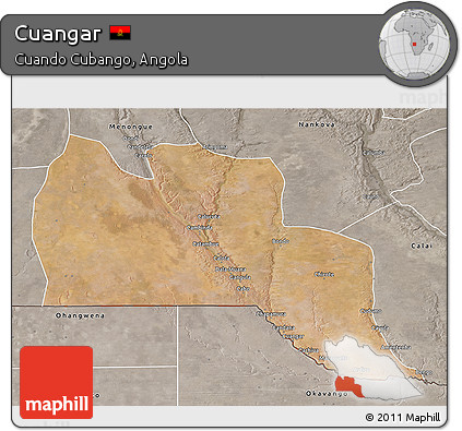 Satellite 3D Map of Cuangar, semi-desaturated