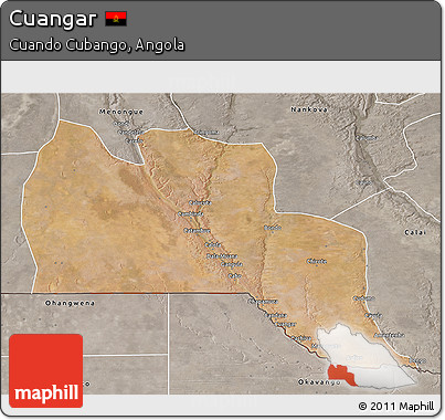 Satellite 3D Map of Cuangar, semi-desaturated