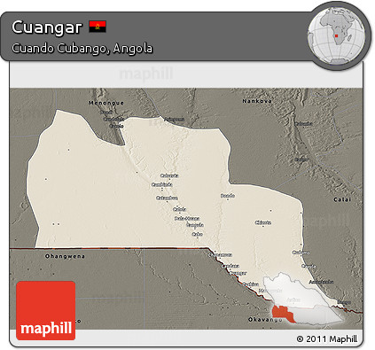 Shaded Relief 3D Map of Cuangar, darken
