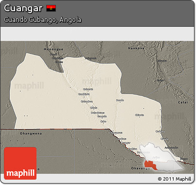 Shaded Relief 3D Map of Cuangar, darken