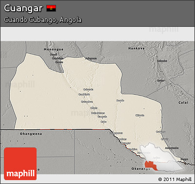 Shaded Relief 3D Map of Cuangar, darken, semi-desaturated