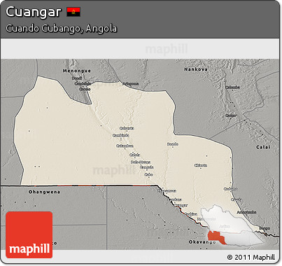 Shaded Relief 3D Map of Cuangar, darken, semi-desaturated