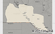 Shaded Relief 3D Map of Cuangar, darken, semi-desaturated