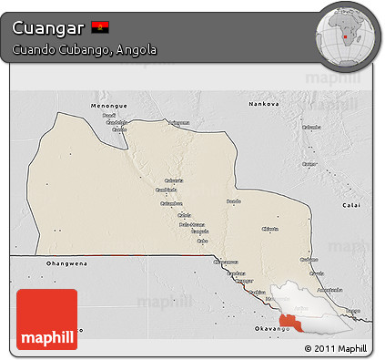 Shaded Relief 3D Map of Cuangar, desaturated