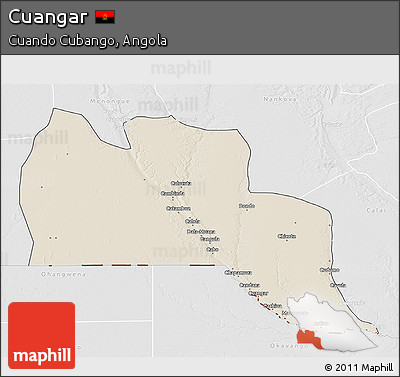 Shaded Relief 3D Map of Cuangar, lighten, desaturated