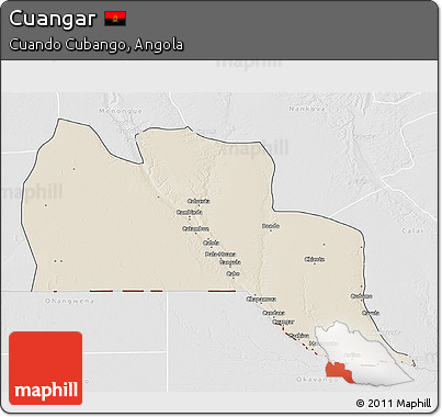 Shaded Relief 3D Map of Cuangar, lighten, desaturated